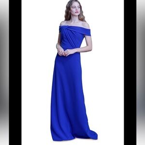 Theia Blue Off the Shoulder Gown